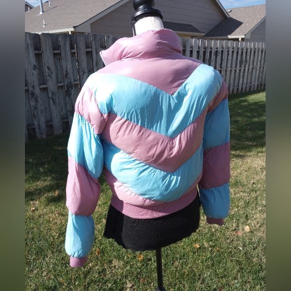 Urban Outfitters Pink & Blue Cotton Candy Puffer Jacket Coat Size XS - Picture 3 of 16